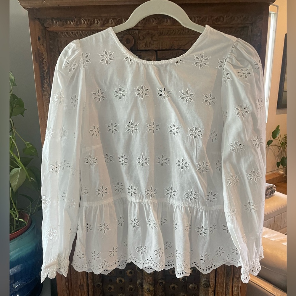 Madewell Cutout Embroidery Anglais Top